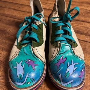 Soletech ~ Men’s Size 9 / Women’s Size 7 ~ Blue & Purple ~ Painted Fish Shoes